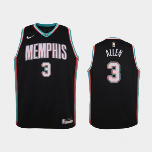 Youth 2020-21 Memphis Grizzlies #3 Grayson Allen Black Hardwood Classics Jersey