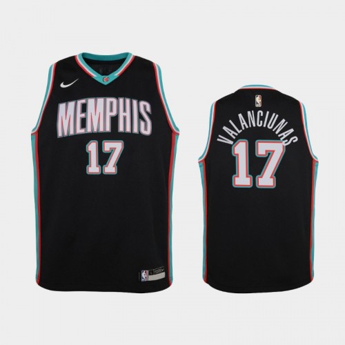 Youth 2020-21 Memphis Grizzlies #17 Jonas Valanciunas Black Hardwood Classics Jersey