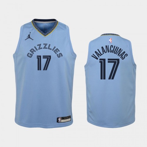 Youth 2020-21 Memphis Grizzlies #17 Jonas Valanciunas Light Blue Statement Jordan Brand Jersey