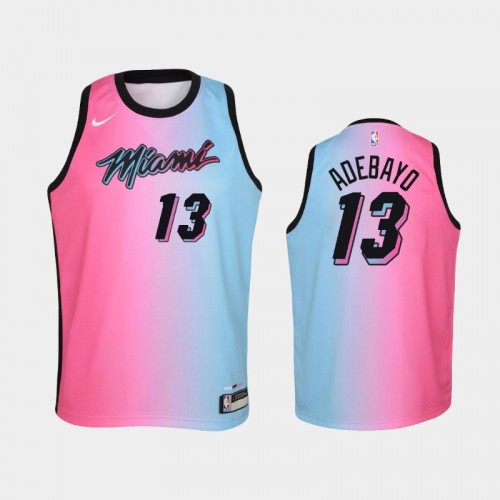 Youth 2020-21 Miami Heat #13 Bam Adebayo Pink Blue City Jersey