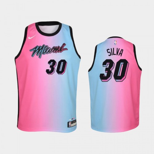 Youth 2020-21 Miami Heat #30 Chris Silva Pink Blue City Jersey