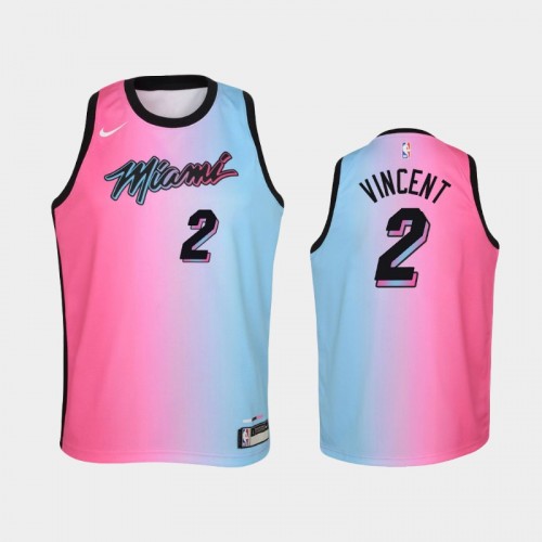 Youth 2020-21 Miami Heat #2 Gabe Vincent Pink Blue City Jersey