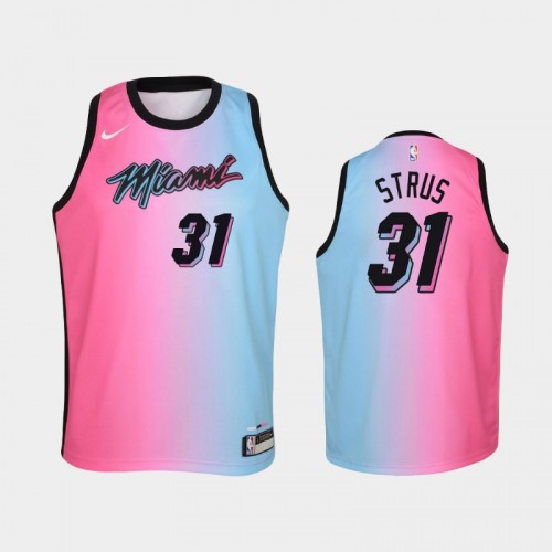 Youth 2020-21 Miami Heat #31 Max Strus Pink Blue City Jersey