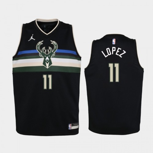 Youth 2020-21 Milwaukee Bucks #11 Brook Lopez Black Statement Jordan Brand Jersey