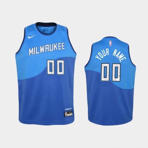 Youth 2020-21 Milwaukee Bucks #00 Custom Royal City Jersey