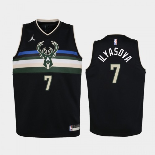 Youth 2020-21 Milwaukee Bucks #7 Ersan Ilyasova Black Statement Jordan Brand Jersey