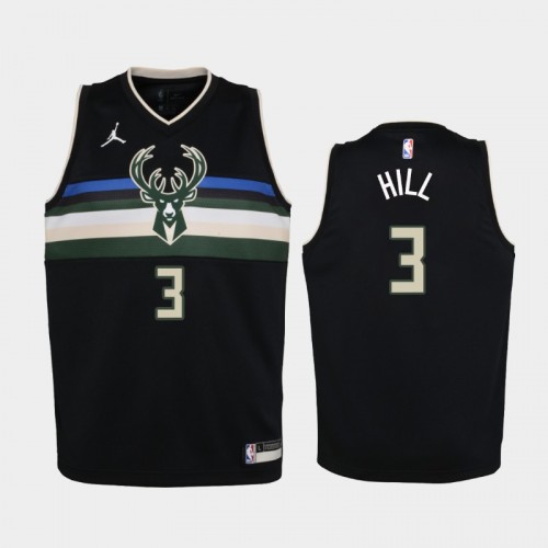 Youth 2020-21 Milwaukee Bucks #3 George Hill Black Statement Jordan Brand Jersey