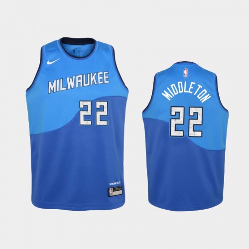 Youth 2020-21 Milwaukee Bucks #22 Khris Middleton Royal City Jersey