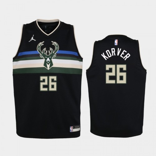 Youth 2020-21 Milwaukee Bucks #26 Kyle Korver Black Statement Jordan Brand Jersey