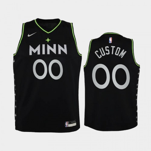 Youth 2020-21 Minnesota Timberwolves #00 Custom Black City Jersey