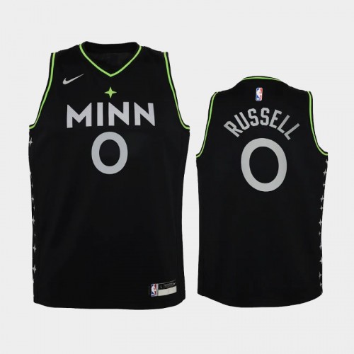 Youth 2020-21 Minnesota Timberwolves #0 D'Angelo Russell Black City Edition New Uniform Jersey
