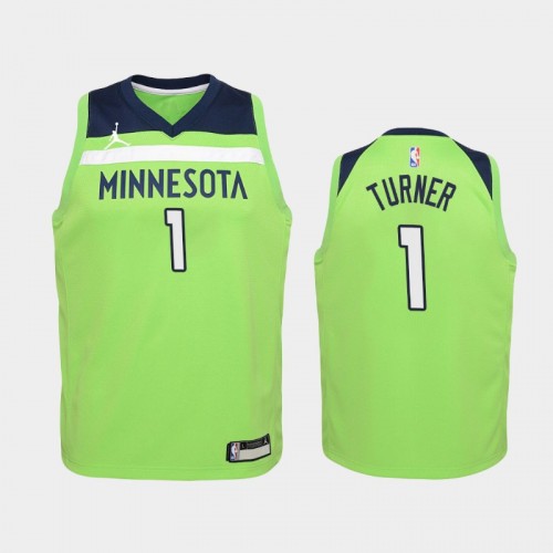 Youth 2020-21 Minnesota Timberwolves #1 Evan Turner Green Statement Jordan Brand Jersey