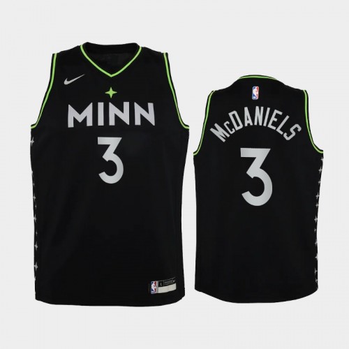 Youth 2020-21 Minnesota Timberwolves #3 Jaden McDaniels Black City Jersey