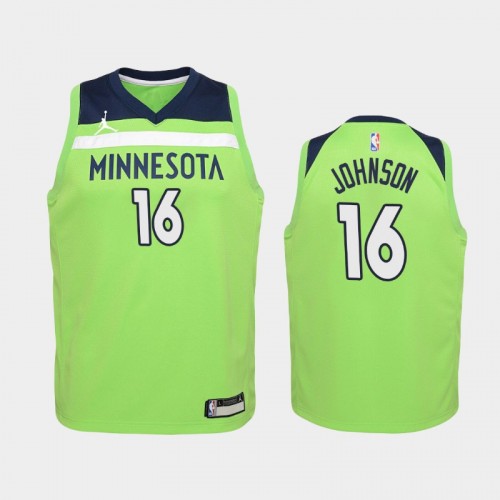 Youth 2020-21 Minnesota Timberwolves #16 James Johnson Green Statement Jordan Brand Jersey