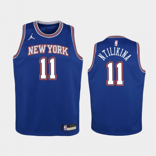 Youth 2020-21 New York Knicks #11 Frank Ntilikina Blue Statement Jordan Brand Jersey
