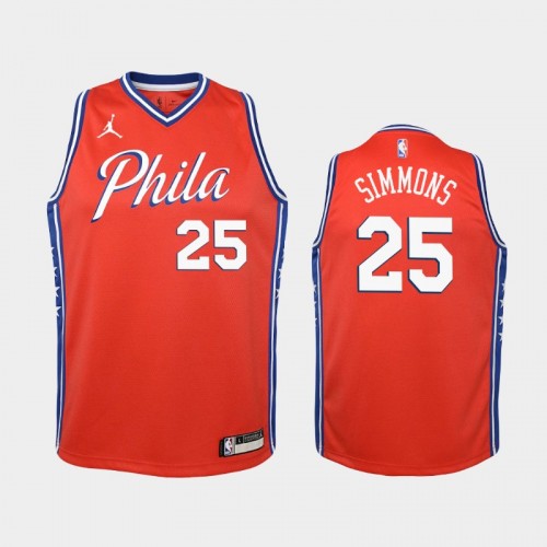 Youth 2020-21 Philadelphia 76ers #25 Ben Simmons Red Statement Jordan Brand Jersey