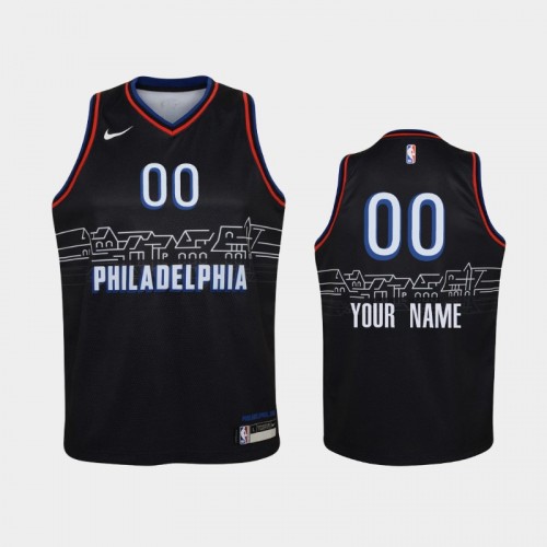Youth 2020-21 Philadelphia 76ers #00 Custom Black City Jersey
