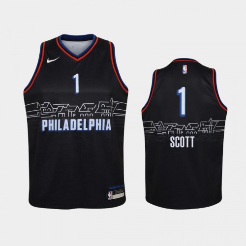 Youth 2020-21 Philadelphia 76ers #1 Mike Scott Black City Jersey