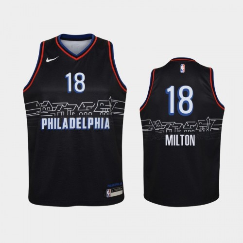 Youth 2020-21 Philadelphia 76ers #18 Shake Milton Black City Jersey