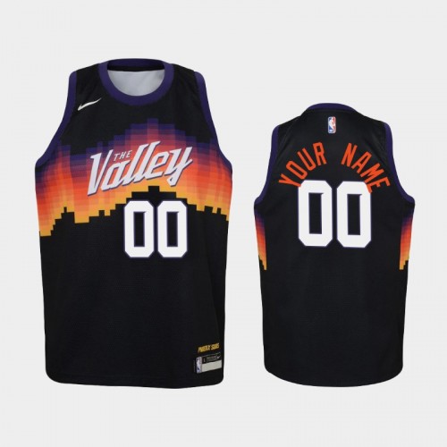 Youth 2020-21 Phoenix Suns #00 Custom Black City Jersey