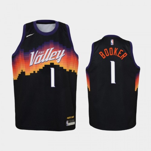 Youth 2020-21 Phoenix Suns #1 Devin Booker Black City Jersey