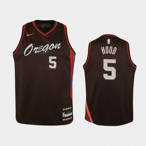 Youth 2020-21 Portland Trail Blazers #5 Rodney Hood Chocolate City Jersey