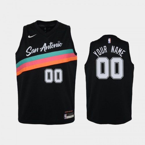 Youth 2020-21 San Antonio Spurs #00 Custom Black City Jersey