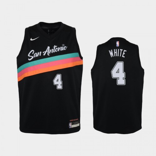 Youth 2020-21 San Antonio Spurs #4 Derrick White Black City Jersey