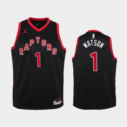 Youth 2020-21 Toronto Raptors #1 Paul Watson Black Statement Jersey