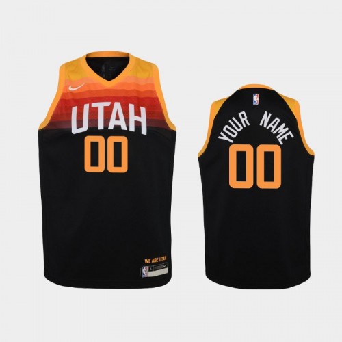 Youth 2020-21 Utah Jazz #00 Custom Black City Jersey