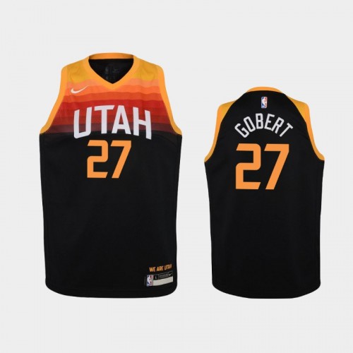 Youth 2020-21 Utah Jazz #27 Rudy Gobert Black City Jersey