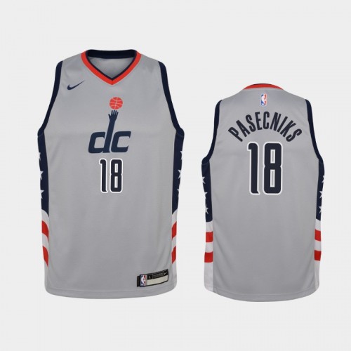 Youth 2020-21 Washington Wizards #18 Anzejs Pasecniks Gray City Jersey