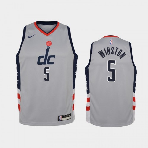 Youth 2020-21 Washington Wizards #5 Cassius Winston Gray City Jersey