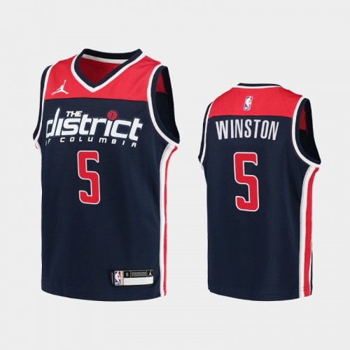 Youth 2020-21 Washington Wizards #5 Cassius Winston Navy Statement Jumpman Jersey