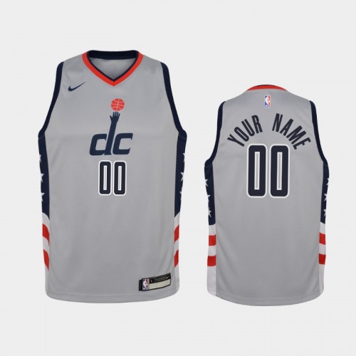 Youth 2020-21 Washington Wizards #00 Custom Gray City Jersey