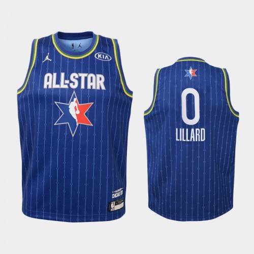 Youth 2020 NBA All-Star Game Portland Trail Blazers #0 Damian Lillard Western Conference Jersey - Blue