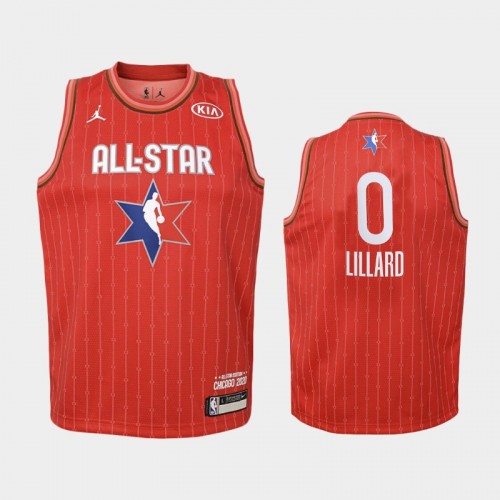 Youth 2020 NBA All-Star Game Portland Trail Blazers #0 Damian Lillard Western Conference Jersey - Red