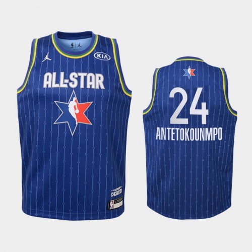 Youth 2020 NBA All-Star Game Milwaukee Bucks #24 Giannis Antetokounmpo Eastern Conference Jersey - Blue