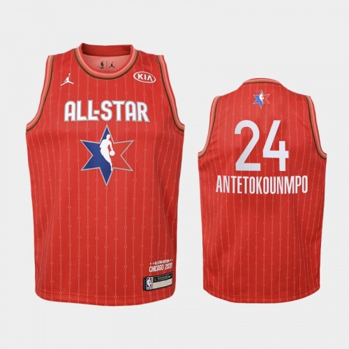 Youth 2020 NBA All-Star Game Milwaukee Bucks #24 Giannis Antetokounmpo Eastern Conference Jersey - Red