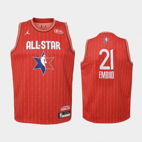 Youth 2020 NBA All-Star Game Philadelphia 76ers #21 Joel Embiid Eastern Conference Jersey - Red