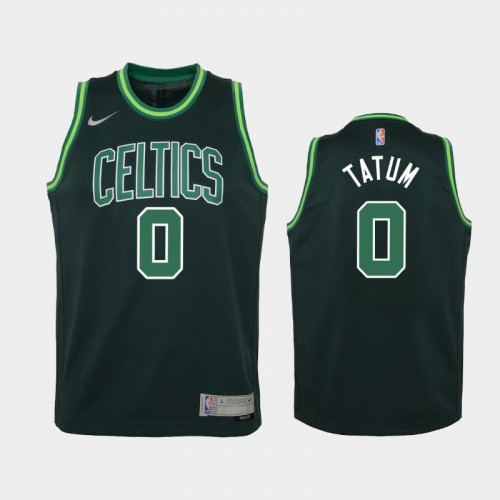Youth 2021 Boston Celtics #0 Jayson Tatum Green Earned Jersey
