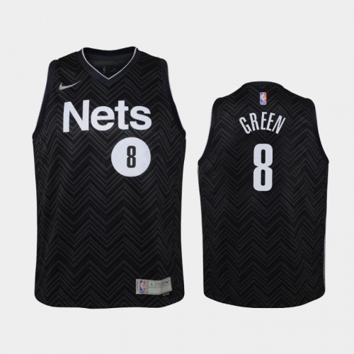 Youth 2021 Brooklyn Nets #8 Jeff Green Black Earned Jersey