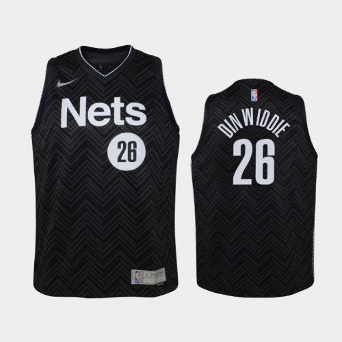 Youth 2021 Brooklyn Nets #26 Spencer Dinwiddie Black Earned Jersey