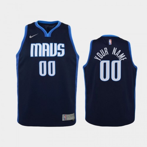 Youth 2021 Dallas Mavericks #00 Custom Navy Earned Jersey