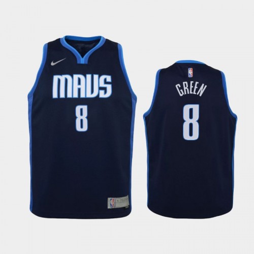 Youth 2021 Dallas Mavericks #8 Josh Green Navy Earned Jersey