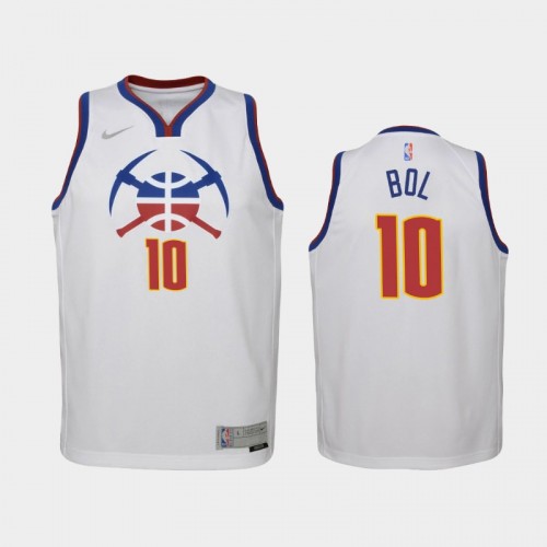 Youth 2021 Denver Nuggets #10 Bol Bol White Earned Jersey