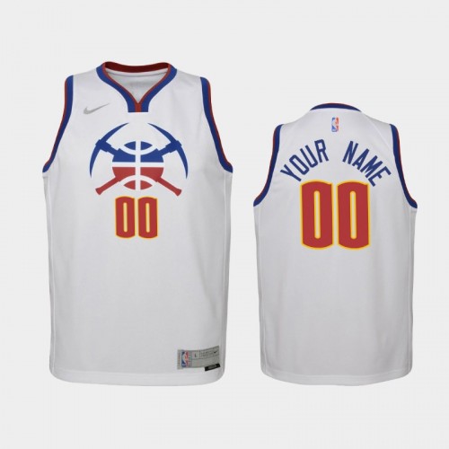 Youth 2021 Denver Nuggets #00 Custom White Earned Jersey