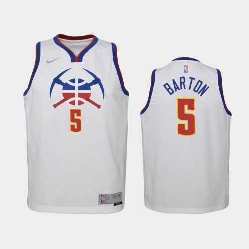 Youth 2021 Denver Nuggets #5 Will Barton White Earned Jersey