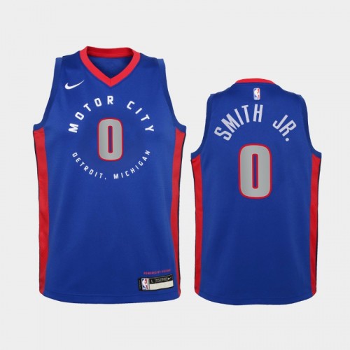 Youth 2021 Detroit Pistons #0 Dennis Smith Jr. Blue City Jersey