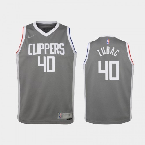 Youth 2021 Los Angeles Clippers #40 Ivica Zubac Gray Earned Jersey